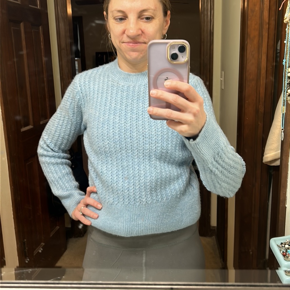 Mango cropped cable sweater